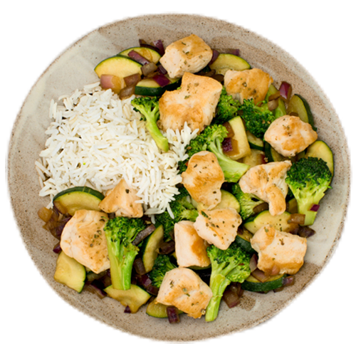 Japanische Teriyaki-Pfanne mit Reis