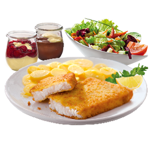 Sparmenü Alaska-Seelachsfilet gebacken