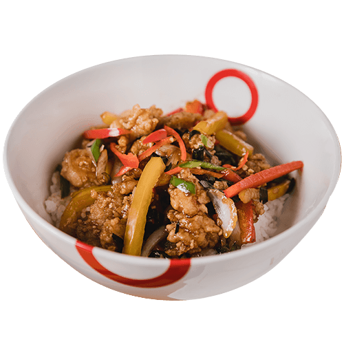 Rice Bowl with Prawns, Garlic and Chili