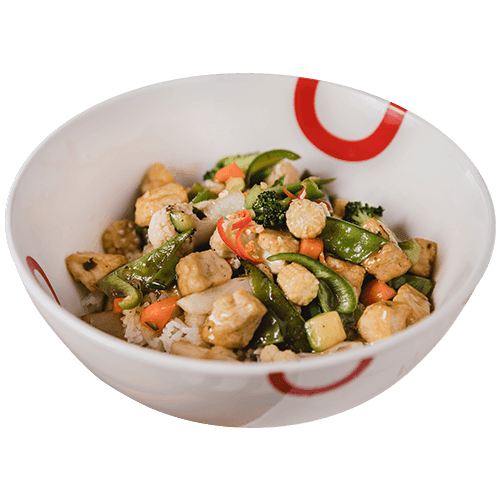 Rice Bowl with Mapo-Tofu and an Ingredient of Choice