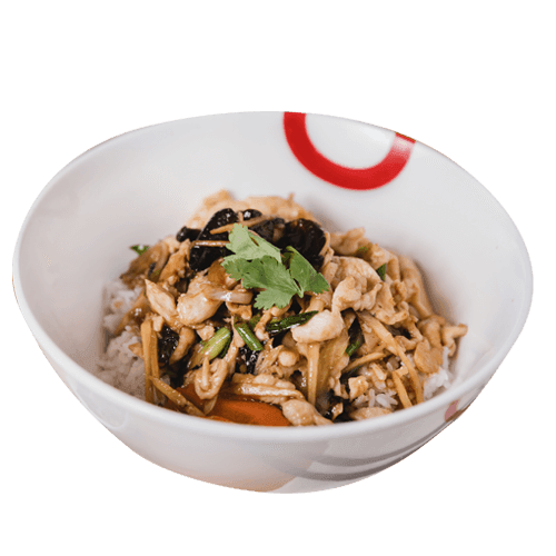 Reisschale mit Huhn und Ingwer