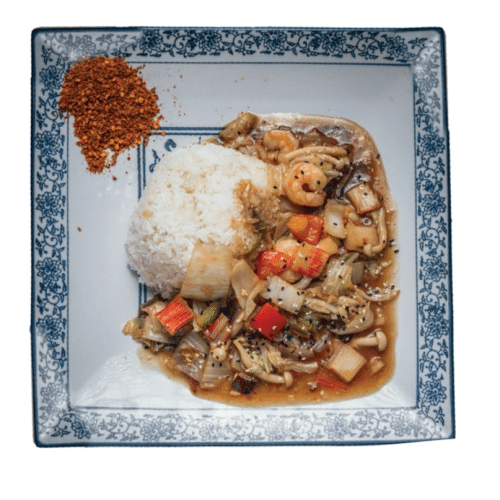Wok mit Meeresfrüchte
