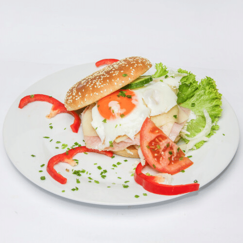 Frühstücks-Burger mit Schinken
