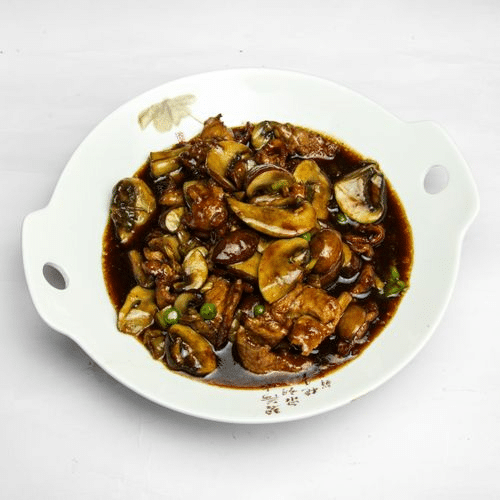 Schweinefleisch mit Champignons