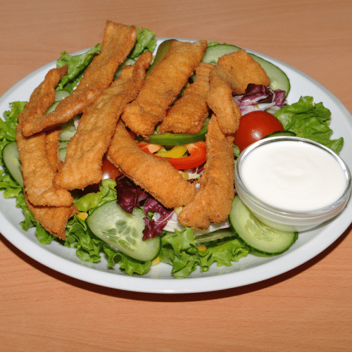 Gartensalat mit Putenstreifen