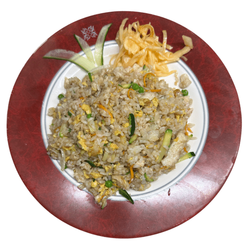 Gebratene Reis mit Eier und Hühnerfleisch