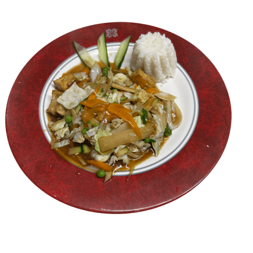 Gebratene Tofu mit Gemüse