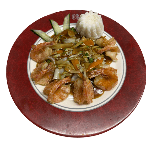 Gegrillte Garnelen Chop Suey