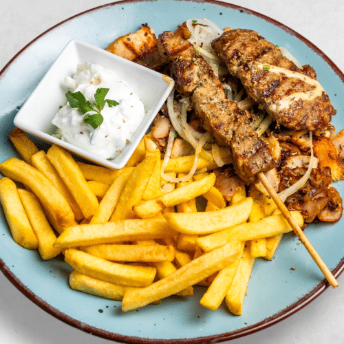 Mittagsmenü - Gyros und Bifteki