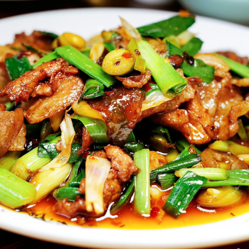 Das Beste vom Schwein Hui-Guo-Style (leicht scharf)
