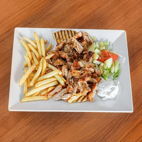 Gyros-Pitta mit Pommes frites