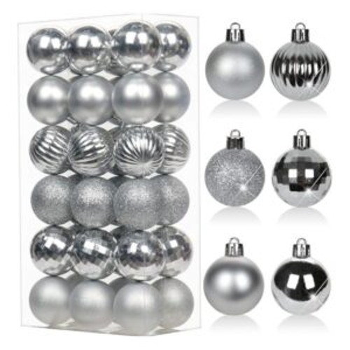 Christbaumkugeln Set 4cm Silber, 36stk