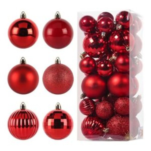 Christbaumkugeln Set 4cm & 6cm Rot, 42stk