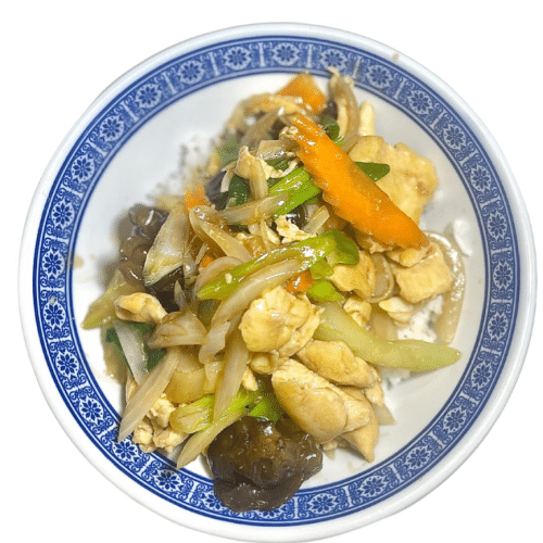 Reisschale Huhn und Ingwer