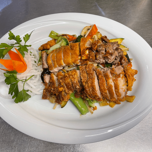 Knusprige Ente mit Wok Gemüse