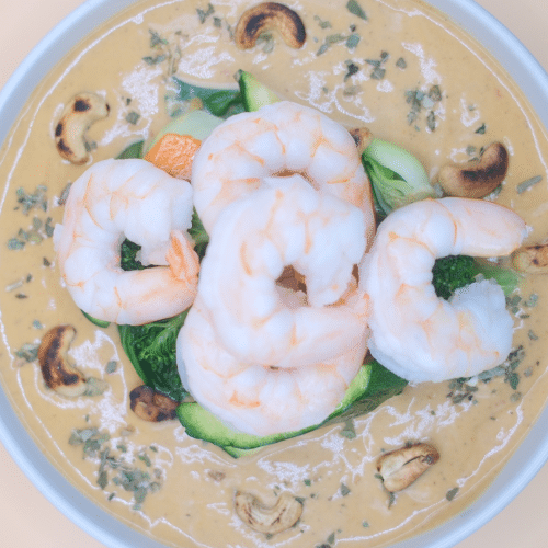 Cashewsauce mit Garnelen