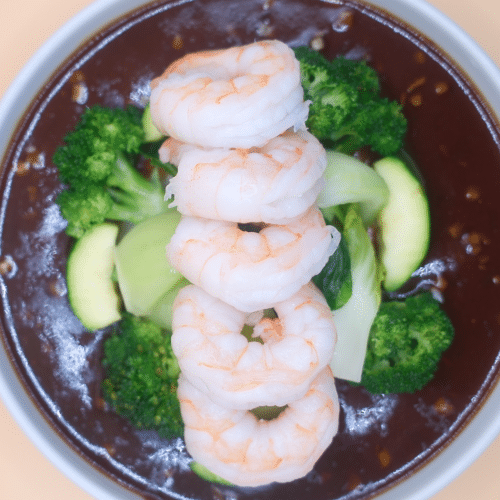 Knoblauchsauce mit Garnelen