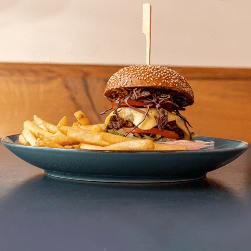 Plain Beef Burger with homemade Fries