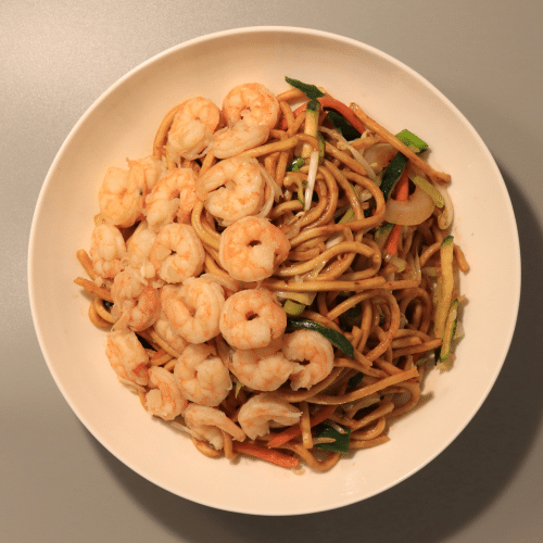 Gebratene Nudeln mit Shrimps (groß)