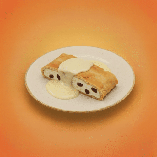Topfenstrudel mit Vanillesauce