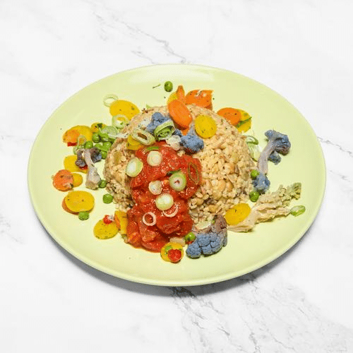 Gekochtebulgur mit Gemuse