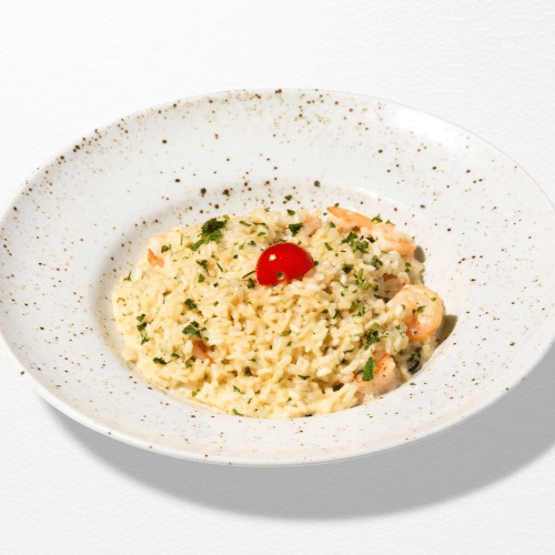 Risotto Milanese con Zucchini e Gamberetti
