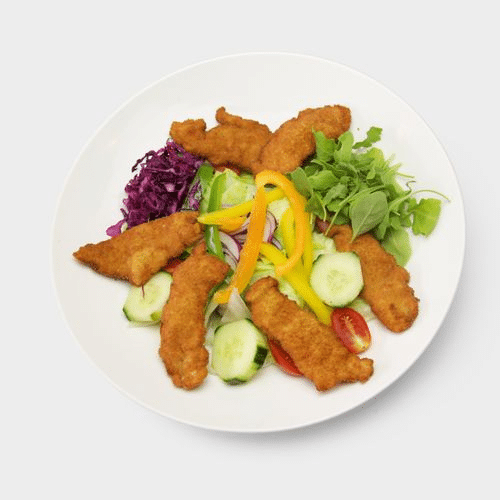 Fitnesssalat mit gebackenen Putenstreifen