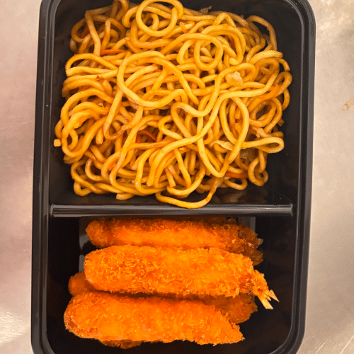 Gebratene Nudeln mit Kokos Garnelen